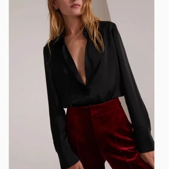 NWT Favorite Daughter The Take Me Seriously Bodysuit  Black Noir Blouse XS/S/M - Picture 1 of 6